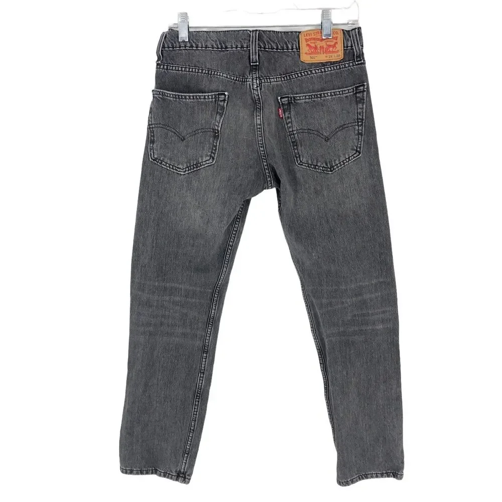 Levis 502 Jeans 29 Waist Black 29x30 Mens Regular Taper Red Tab Denim (29x28)